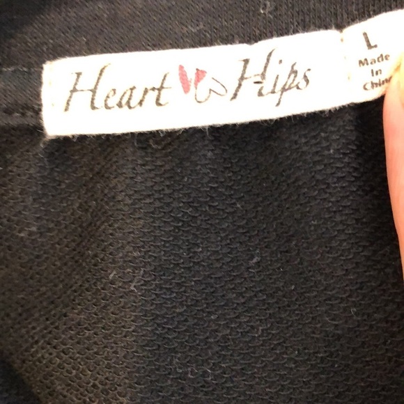 🎄Heart hips black long sleeve top with frills SZ L - Picture 6 of 8